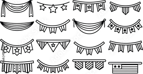 Constitution day patriotic banners and decorations illustrations