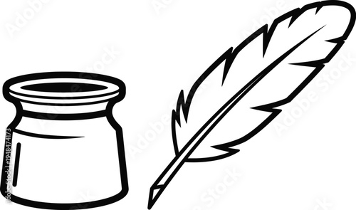 Constitution day illustration with quill pen and inkwell symbolizing founding documents