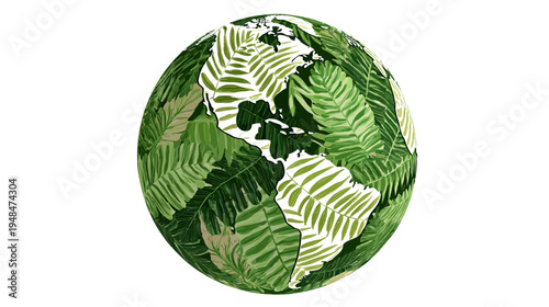 An illustrated depiction of Earth, covered in green leaves, hinting at nature