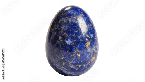 Cuadro en lienzo Polished deep blue Lapis Lazuli gemstone egg, adorned with golden pyrite flecks,