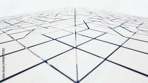 Closeup of white cracked tile floor.