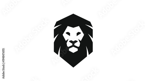 A regal lion head silhouette in black, presented on a white background