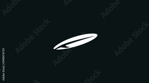 A white surfboard silhouette, angled diagonally on a dark background