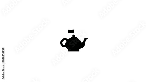 A simple, black teapot icon with steam or smoke emitting from the spout, centered on white