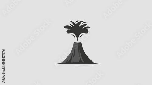 A stylized illustration depicting a volcano erupting with a simplified design