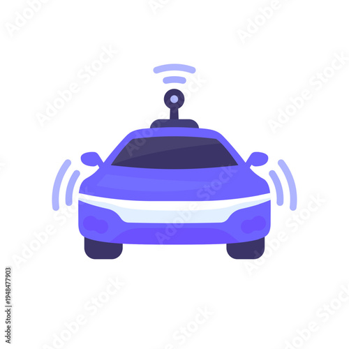 autonomous car icon, flat vector design