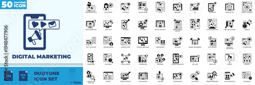 Digital Marketing Duotone Editable Icons set