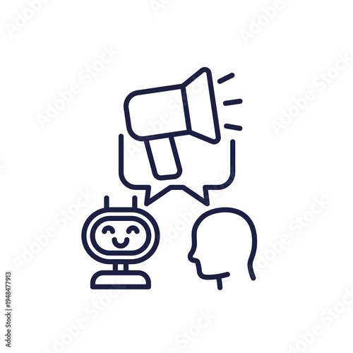 AI marketing line icon on white