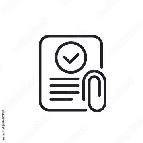 attachment line icon with document and checkmark