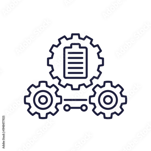 battery management system icon, BMS line design on white