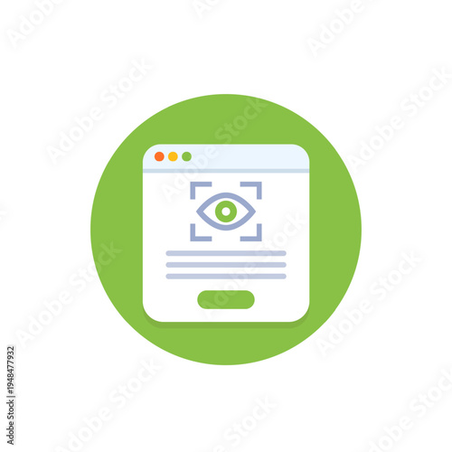 biometric recognition icon, eye or retina scan flat design