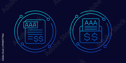 credit rating icons, linear design