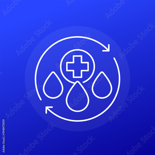 rehydrate icon, rehydration medicine line design