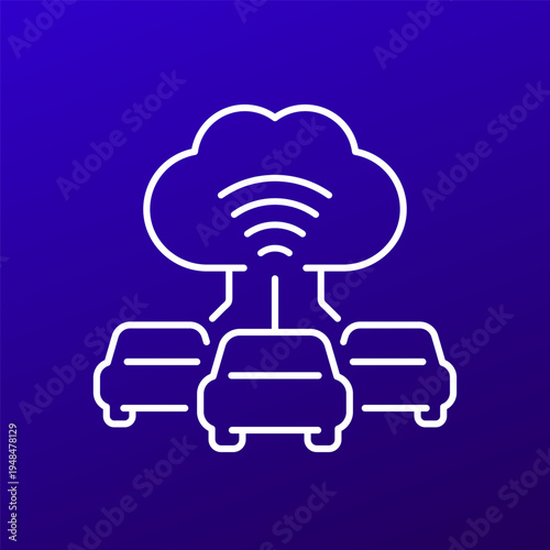 smart car fleet icon, cloud technologies for transport line design