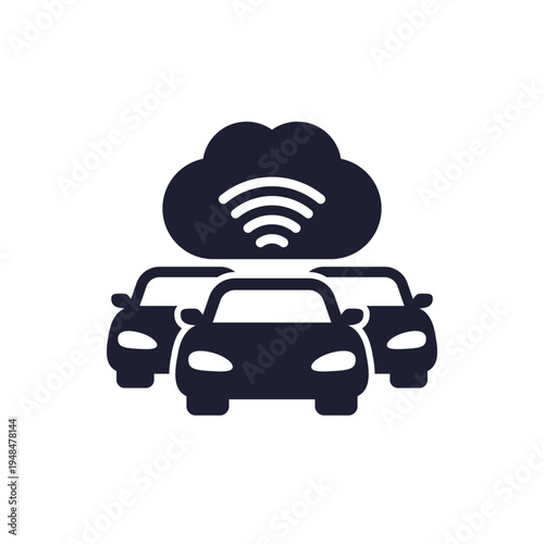 smart car fleet icon, cloud technologies for transport