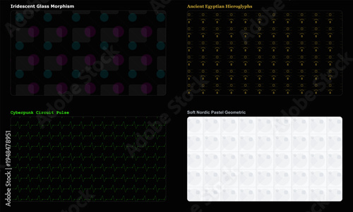 Collection of Four Abstract Digital Patterns, Backgrounds, and Modern Geometric Designs