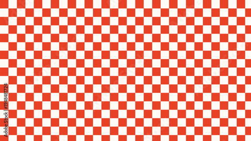 Background checkered pattern red and white seamless geometric texture for retro design wallpaper backdrop graphic vintage racing sports event digital creative abstract repeating square tile layout