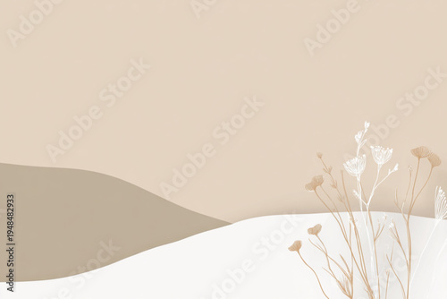 Dried flowers in the snow hills.