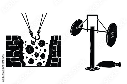 Construction mining hook lifting cubes and weights machine