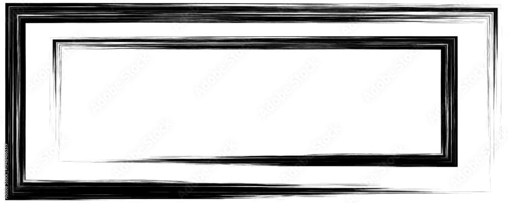 Obraz premium Vector black square grunge frame on a transparent background.