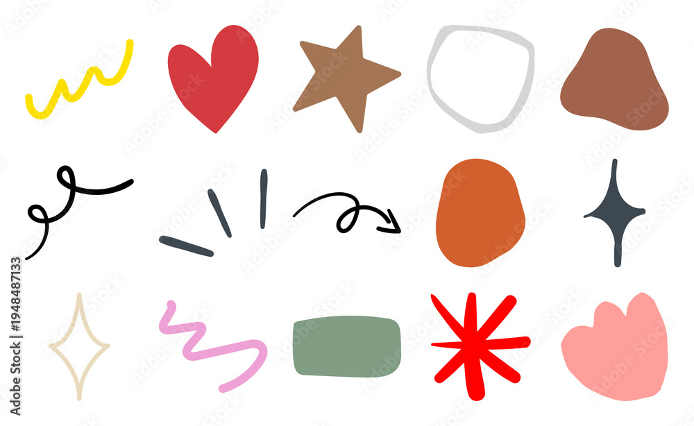 Naklejka premium PNG Colorful abstract shapes collection on transparent background