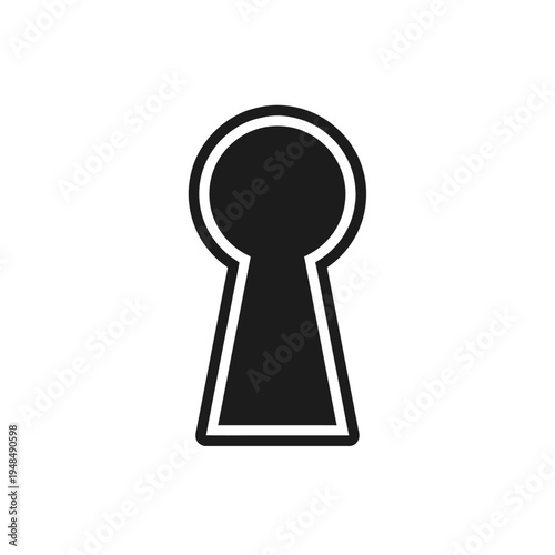 Black keyhole icon vector graphic. Isolated symbol for security, privacy, access, secrets, solutions, and opportunity. Perfect for web design, apps, and digital projects requiring a metaphor for hidde