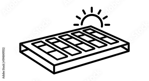Solar Panel Illustration with Sun Symbol.