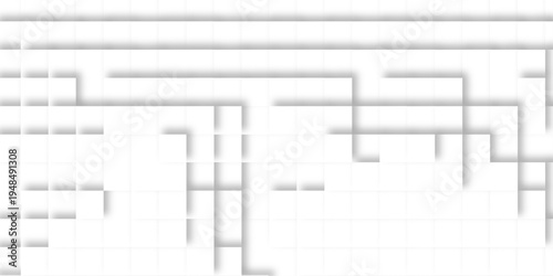 Abstract White Grid Maze Background With Geometric Minimal Design and Soft Shadows.