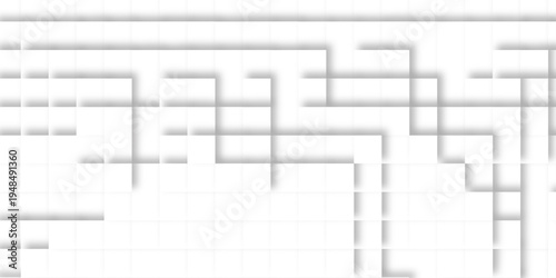 Abstract White Grid Maze Background With Geometric Minimal Design and Soft Shadows.