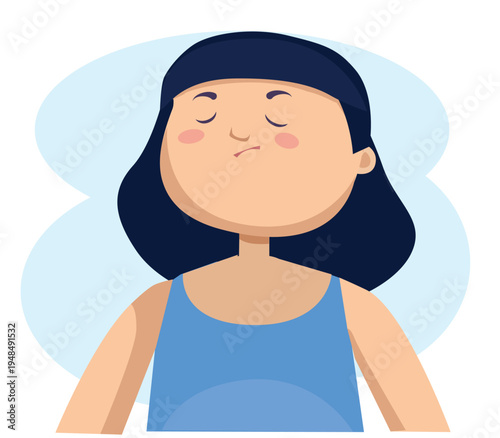 Cute girl with eyes closed feeling calm and relaxed, portrait of a peaceful child.