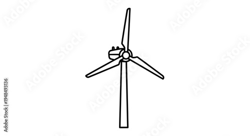 Wind Turbine Simple Line Drawing Illustration.