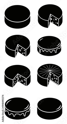 Cheese Icons: Whole, Sliced, With Holes, And Drizzled