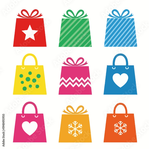 Colorful Gift Bags Assortment - Shopping, Celebration, Holidays