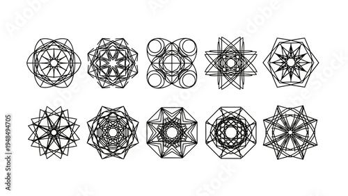 Geometric Abstract Patterns Set - Sacred Geometry & Mandala Designs
