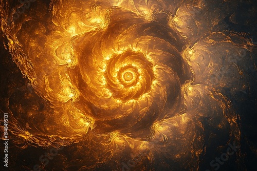 Abstract golden spiral luminous luxury decorative pattern image photo picture