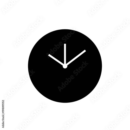 Minimalist Black Clock Face Icon with White Hands