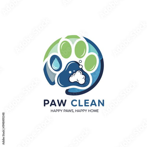 Paw Clean Logo: Pet Care, Hygiene, and Happy Home