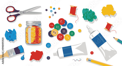 Art Supplies and Crafting Materials Assortment.
