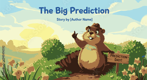 Groundhog Emerging from Burrow on Groundhog Day 1.