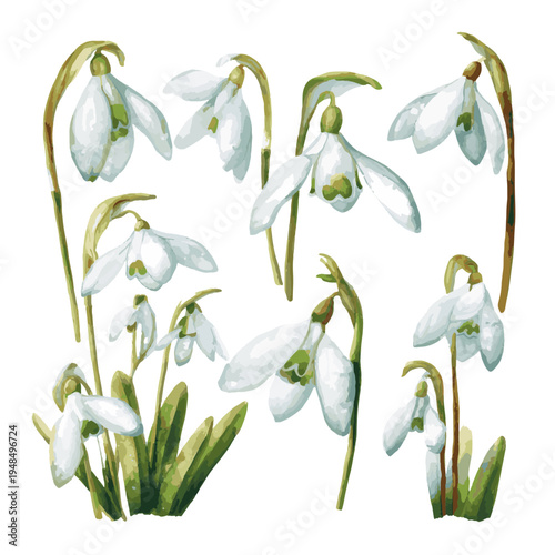 Beautiful and delicate first spring flowers, leaves, and twigs in pastel tones. A seamless pattern featuring spring flowers.