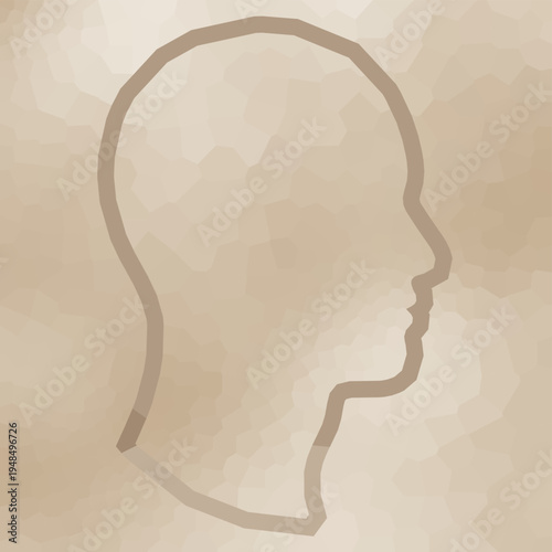 Abstract Low Poly Human Head Profile in Warm Neutral Tones