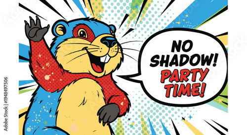 Cartoon Squirrel Character Celebrating Party Time.