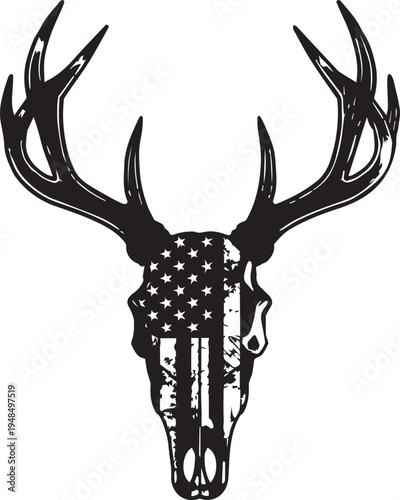Deer Skull with American Flag