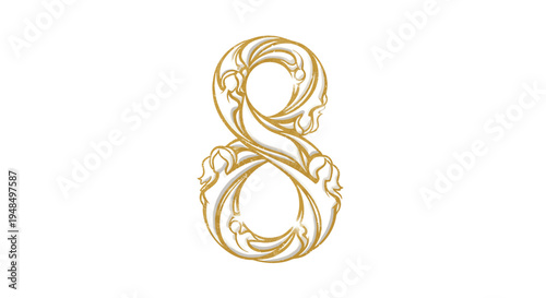 Golden Number Eight Logo Design Element.