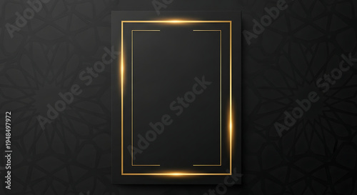 minimalist matte black restaurant menu template with gold border isolated on transparent background