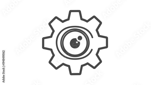 Simple Gear Icon with Yin Yang Symbol.