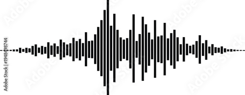 A visual representation of a sound wave or audio signal in black and white Vector