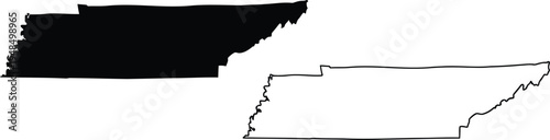 Comparison of tennessee state outline with and without its eastern region highlighted in black Vector