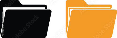 Comparison of two differently colored folder icons representing file organization options. Vector