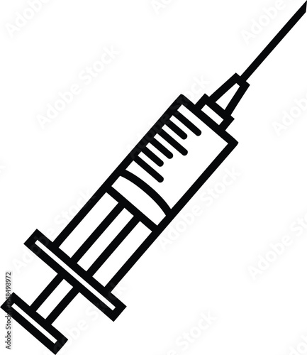 Black and white illustration of a syringe with needle attached Vector
